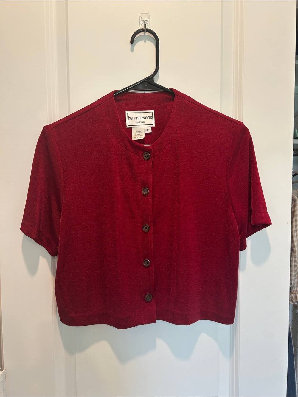 Karin Stevens front button short sleeve top